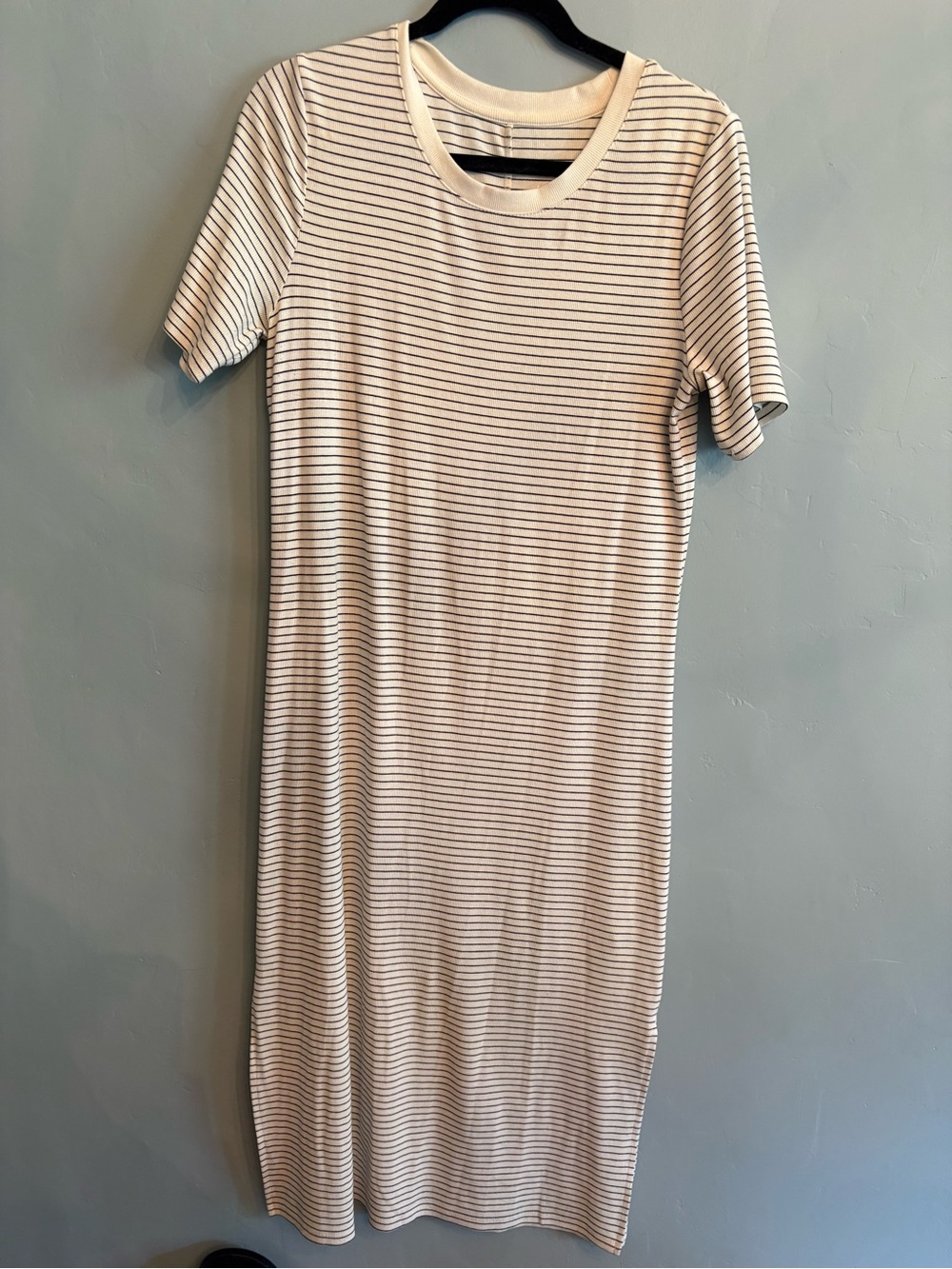 a new day Cream and Black Striped Short-Sleeve Maxi Dress